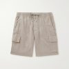 Straight-Leg Linen Drawstring Cargo Shorts Straight-Leg Linen Drawstring Cargo Shorts