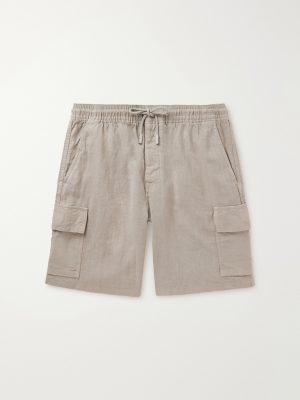 Straight-Leg Linen Drawstring Cargo Shorts