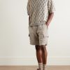 Straight-Leg Linen Drawstring Cargo Shorts - OU Straight-Leg Linen Drawstring Cargo Shorts - OU