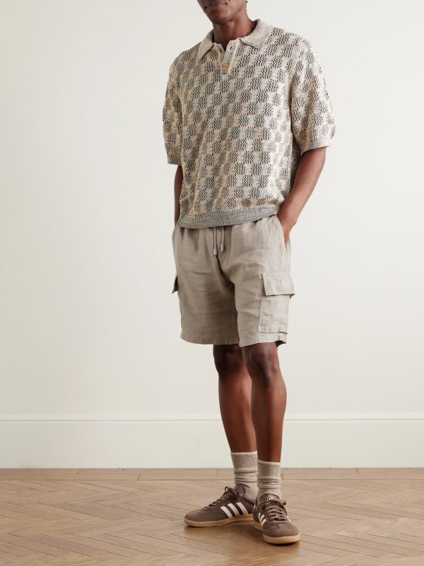 Straight-Leg Linen Drawstring Cargo Shorts - OU Straight-Leg Linen Drawstring Cargo Shorts - OU