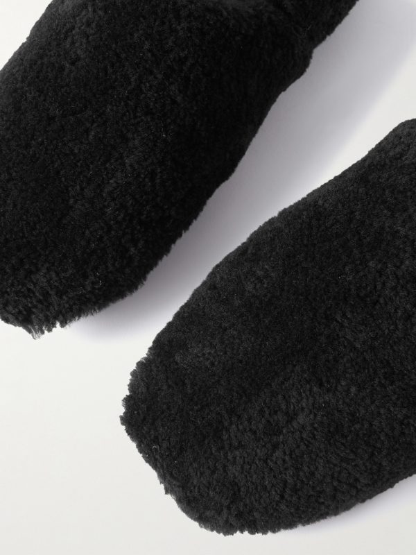 Leather-Trimmed Shearling Slippers - CU Leather-Trimmed Shearling Slippers - CU