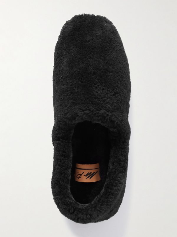 Leather-Trimmed Shearling Slippers - E3 Leather-Trimmed Shearling Slippers - E3