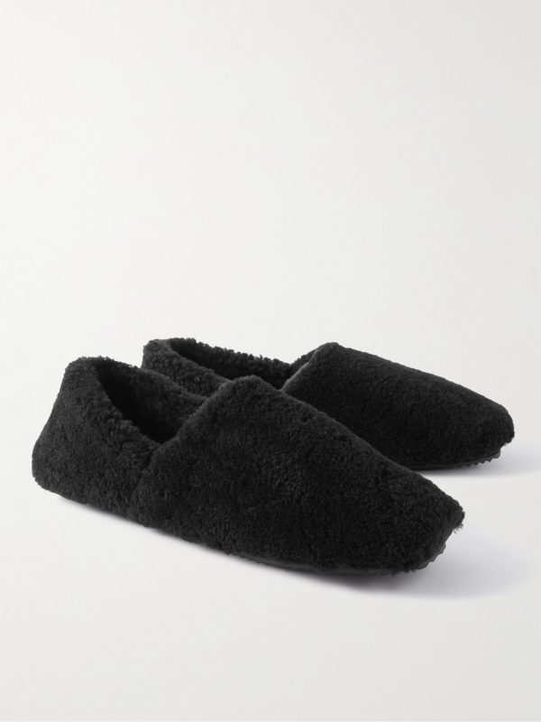 Leather-Trimmed Shearling Slippers - FR Leather-Trimmed Shearling Slippers - FR