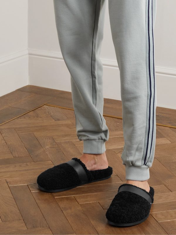 Leather-Trimmed Shearling Slippers - E1 Leather-Trimmed Shearling Slippers - E1