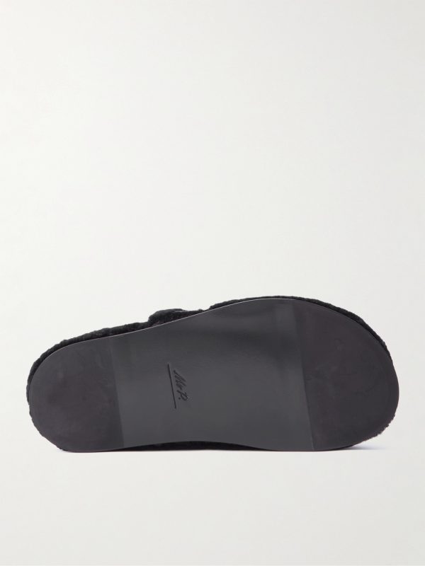 Leather-Trimmed Shearling Slippers - E2 Leather-Trimmed Shearling Slippers - E2