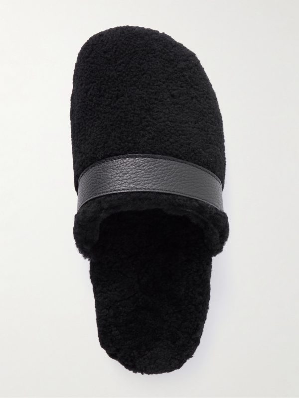 Leather-Trimmed Shearling Slippers - E3 Leather-Trimmed Shearling Slippers - E3