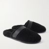 Leather-Trimmed Shearling Slippers - FR Leather-Trimmed Shearling Slippers - FR