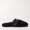 Leather-Trimmed Shearling Slippers Leather-Trimmed Shearling Slippers