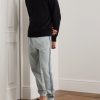 Leather-Trimmed Shearling Slippers - OU Leather-Trimmed Shearling Slippers - OU