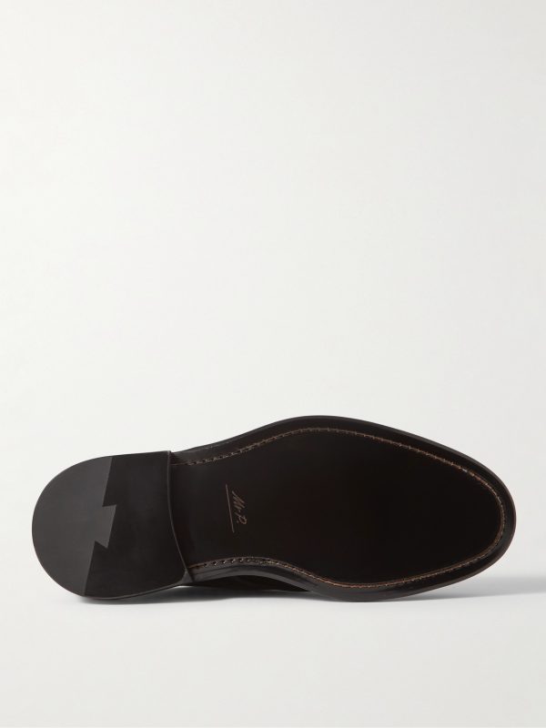 Grosgrain-Trimmed Patent-Leather Derby Shoes - E2 Grosgrain-Trimmed Patent-Leather Derby Shoes - E2