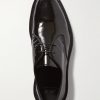 Grosgrain-Trimmed Patent-Leather Derby Shoes - E3 Grosgrain-Trimmed Patent-Leather Derby Shoes - E3