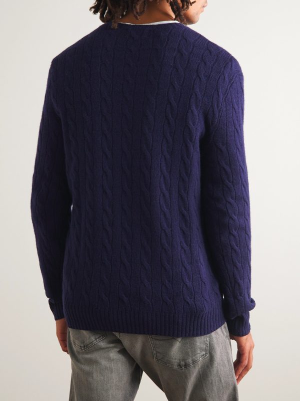 Cable-Knit Wool and Cashmere-Blend Sweater - BK Cable-Knit Wool and Cashmere-Blend Sweater - BK