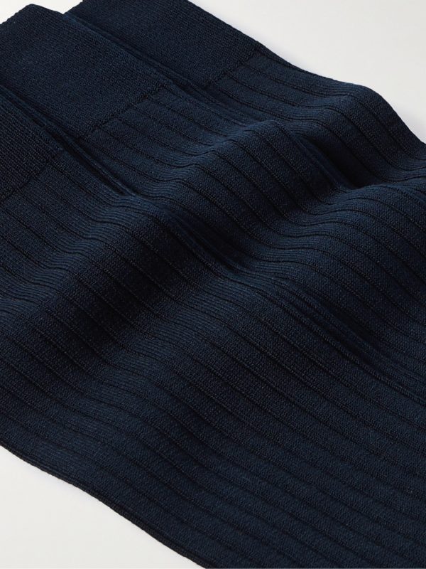 Three-Pack Ribbed Cotton-Blend Socks - CU