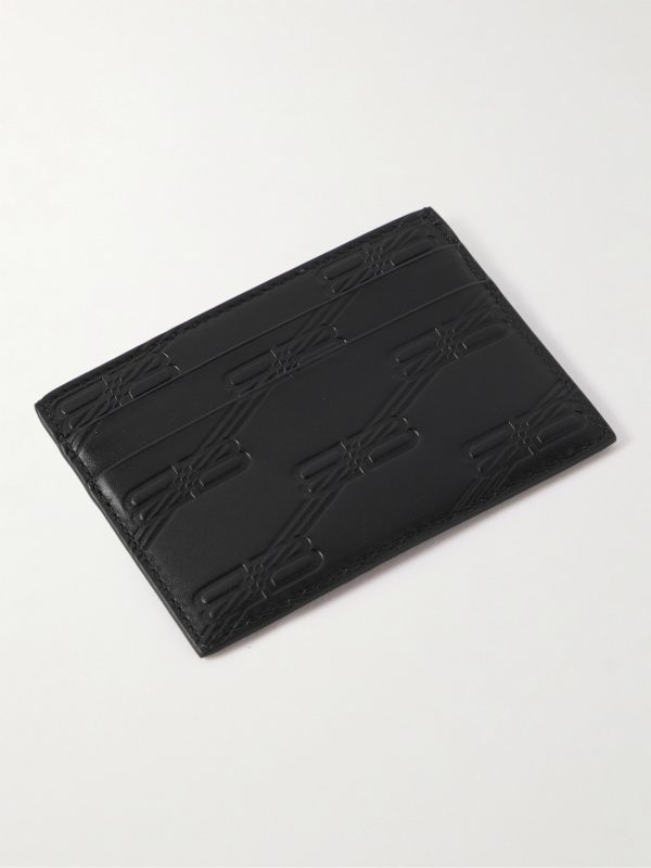 Logo-Print Monogrammed Leather Cardholder - BK Logo-Print Monogrammed Leather Cardholder - BK