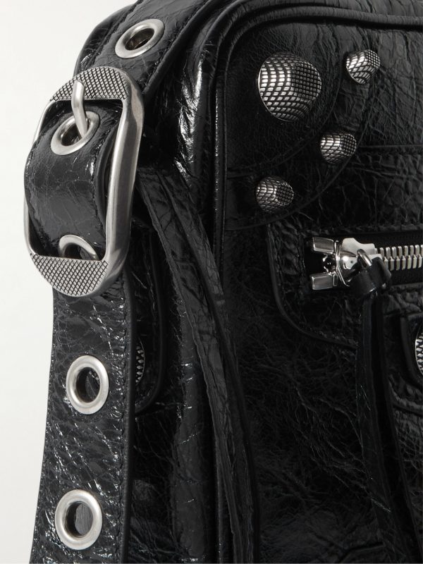 Le Cagole Embellished Textured-Leather Messenger Bag - CU