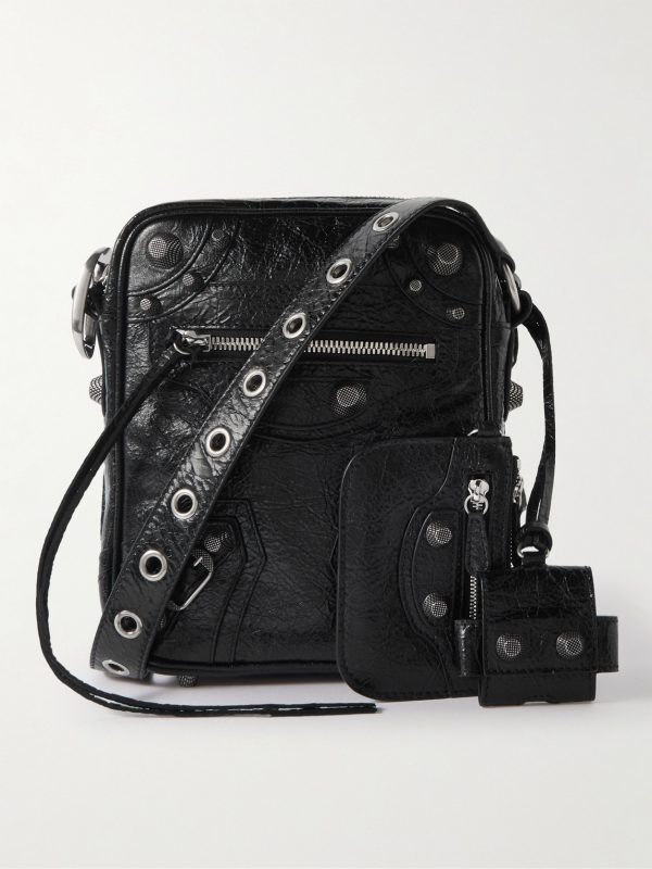 Le Cagole Embellished Textured-Leather Messenger Bag