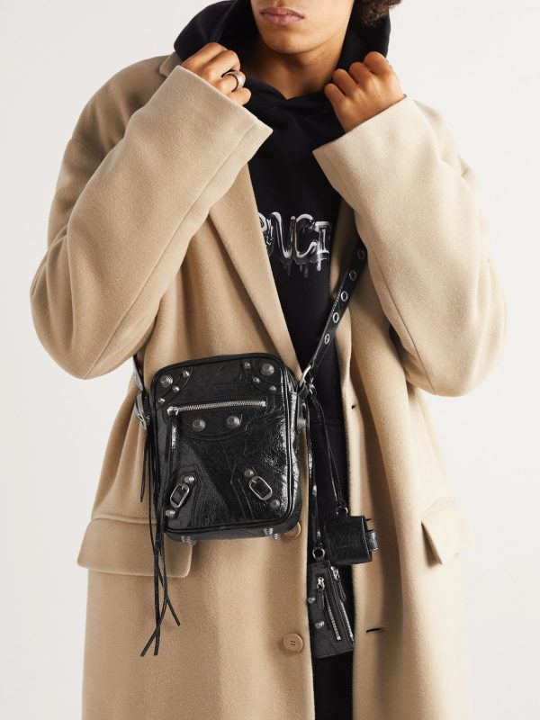 Le Cagole Embellished Textured-Leather Messenger Bag - OU