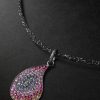 Superstellar Blackened Gold, Multi-Stone and Lurex Pendant Necklace - CU Superstellar Blackened Gold, Multi-Stone and Lurex Pendant Necklace - CU