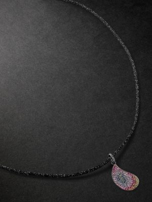Superstellar Blackened Gold, Multi-Stone and Lurex Pendant Necklace Superstellar Blackened Gold, Multi-Stone and Lurex Pendant Necklace