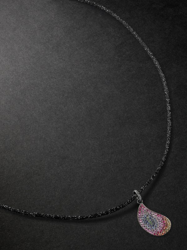 Superstellar Blackened Gold, Multi-Stone and Lurex Pendant Necklace Superstellar Blackened Gold, Multi-Stone and Lurex Pendant Necklace
