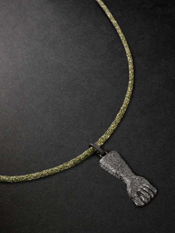 Florentine Finish Figa Blackened Gold Lurex Pendant Necklace - CU Florentine Finish Figa Blackened Gold Lurex Pendant Necklace - CU