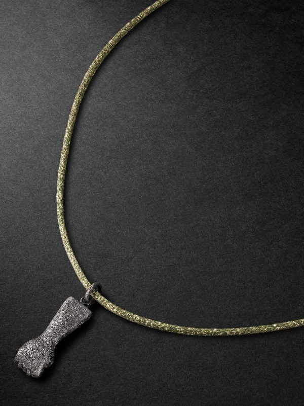 Florentine Finish Figa Blackened Gold Lurex Pendant Necklace Florentine Finish Figa Blackened Gold Lurex Pendant Necklace