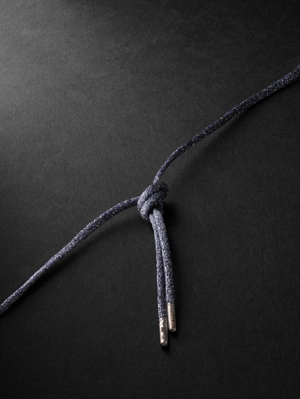Florentine Finish Key White Gold Lurex Pendant Necklace - BK Florentine Finish Key White Gold Lurex Pendant Necklace - BK