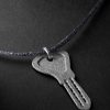 Florentine Finish Key White Gold Lurex Pendant Necklace - CU Florentine Finish Key White Gold Lurex Pendant Necklace - CU