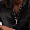 Florentine Finish Key White Gold Lurex Pendant Necklace - OU Florentine Finish Key White Gold Lurex Pendant Necklace - OU