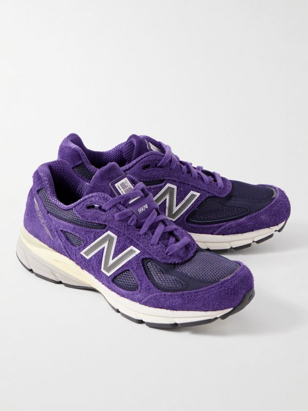 990v4 Rubber-Trimmed Mesh and Suede Sneakers - FR 990v4 Rubber-Trimmed Mesh and Suede Sneakers - FR