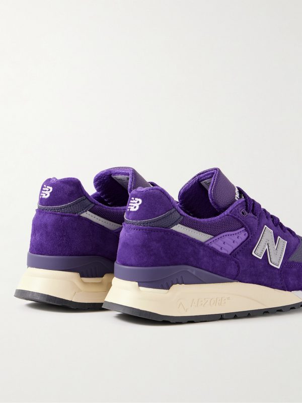 998 Core Rubber-Trimmed Full-Grain Leather, Mesh and Suede Sneakers - BK 998 Core Rubber-Trimmed Full-Grain Leather, Mesh and Suede Sneakers - BK