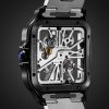 Santos de Cartier Hand-Wound Skeleton 39.8mm Interchangeable Steel and Alligator Watch, Ref. No. WHSA0027 - BK