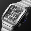 Santos de Cartier Hand-Wound Skeleton 39.8mm Interchangeable Steel and Alligator Watch, Ref. No. WHSA0027 - FR