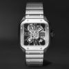 Santos de Cartier Hand-Wound Skeleton 39.8mm Interchangeable Steel and Alligator Watch, Ref. No. WHSA0027