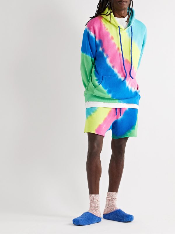 Rainbow Void Tie-Dyed Cotton and Cashmere-Blend Jersey Drawstring Shorts - OU Rainbow Void Tie-Dyed Cotton and Cashmere-Blend Jersey Drawstring Shorts - OU