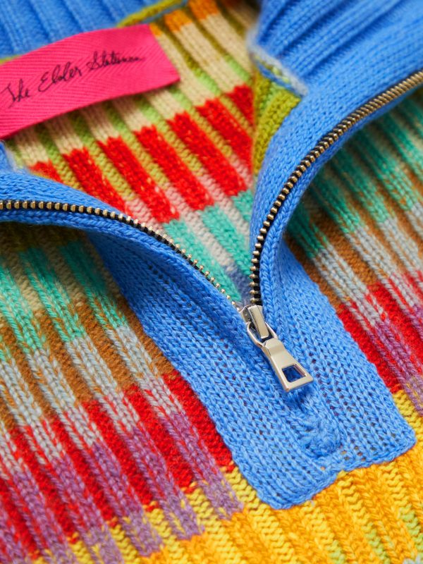 Jolly Ribbed Striped Cashmere Half-Zip Sweater - CU Jolly Ribbed Striped Cashmere Half-Zip Sweater - CU