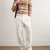 Striped Wool-Blend Half-Zip Sweater - OU Striped Wool-Blend Half-Zip Sweater - OU