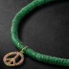 Rainbow Peace Sign Gold Multi-Stone Beaded Bracelet - CU Rainbow Peace Sign Gold Multi-Stone Beaded Bracelet - CU