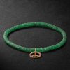 Rainbow Peace Sign Gold Multi-Stone Beaded Bracelet Rainbow Peace Sign Gold Multi-Stone Beaded Bracelet