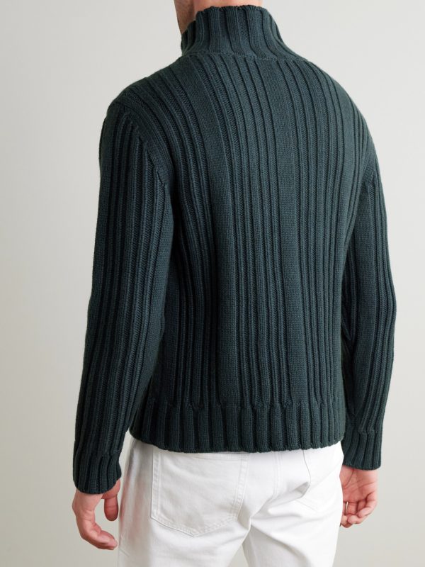 Ribbed Baby Cashmere Rollneck Sweater - BK Ribbed Baby Cashmere Rollneck Sweater - BK