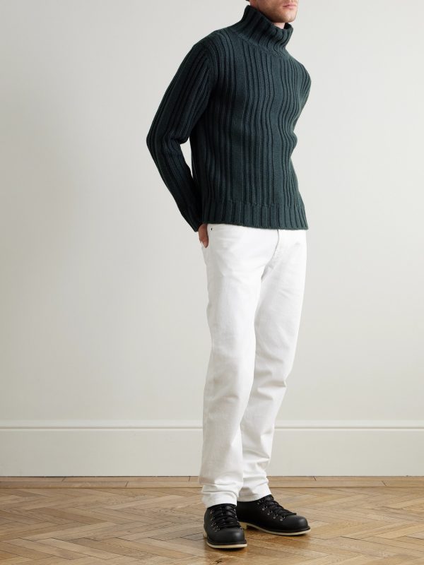 Ribbed Baby Cashmere Rollneck Sweater - OU Ribbed Baby Cashmere Rollneck Sweater - OU