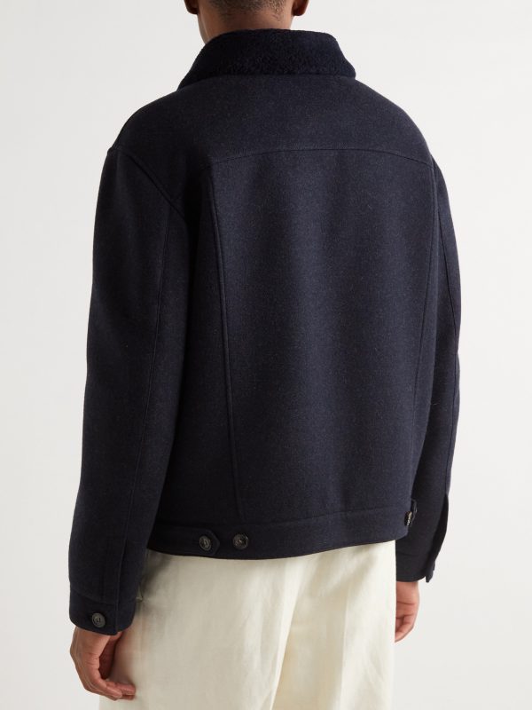 Heiden Shearling-Trimmed Cashmere-Blend Jacket - BK Heiden Shearling-Trimmed Cashmere-Blend Jacket - BK
