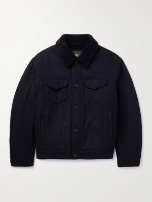 Heiden Shearling-Trimmed Cashmere-Blend Jacket Heiden Shearling-Trimmed Cashmere-Blend Jacket