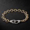 Midsized Mixed Link 18-Karat Yellow and White Gold Diamond Bracelet - BK Midsized Mixed Link 18-Karat Yellow and White Gold Diamond Bracelet - BK