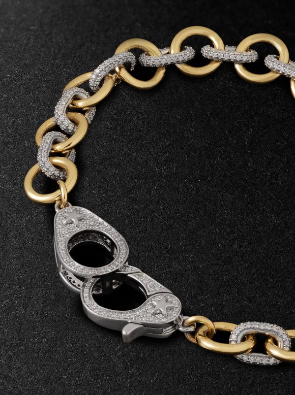 Midsized Mixed Link 18-Karat Yellow and White Gold Diamond Bracelet - CU Midsized Mixed Link 18-Karat Yellow and White Gold Diamond Bracelet - CU