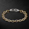 Midsized Mixed Link 18-Karat Yellow and White Gold Diamond Bracelet Midsized Mixed Link 18-Karat Yellow and White Gold Diamond Bracelet