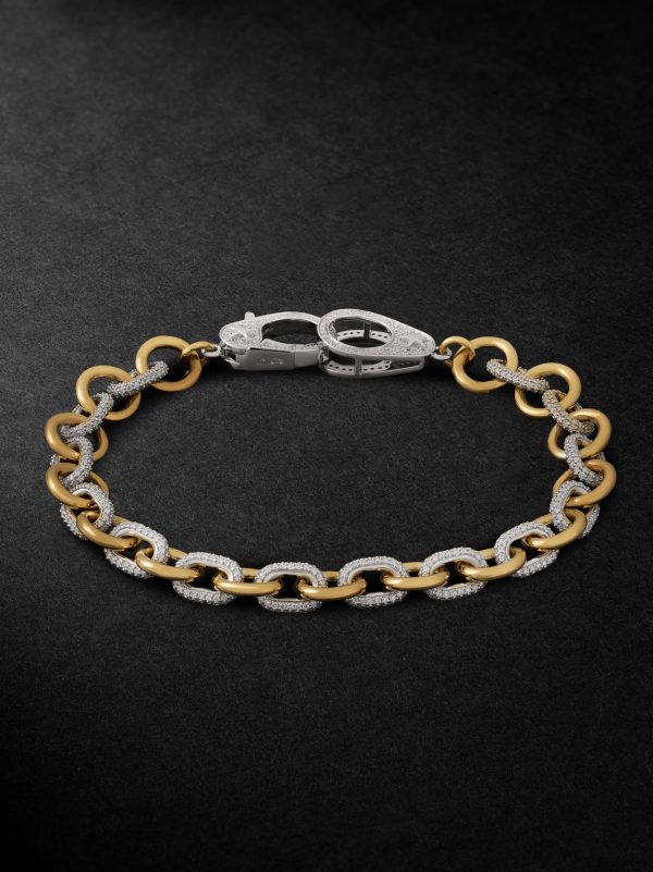 Midsized Mixed Link 18-Karat Yellow and White Gold Diamond Bracelet Midsized Mixed Link 18-Karat Yellow and White Gold Diamond Bracelet