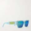 CD SU Square-Frame Acetate and Silver-Tone Sunglasses - BK