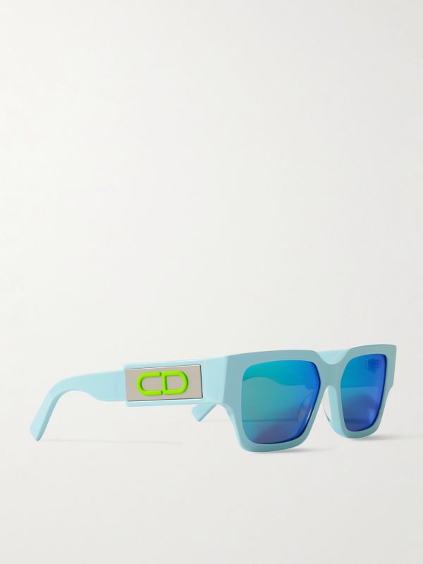 CD SU Square-Frame Acetate and Silver-Tone Sunglasses - BK