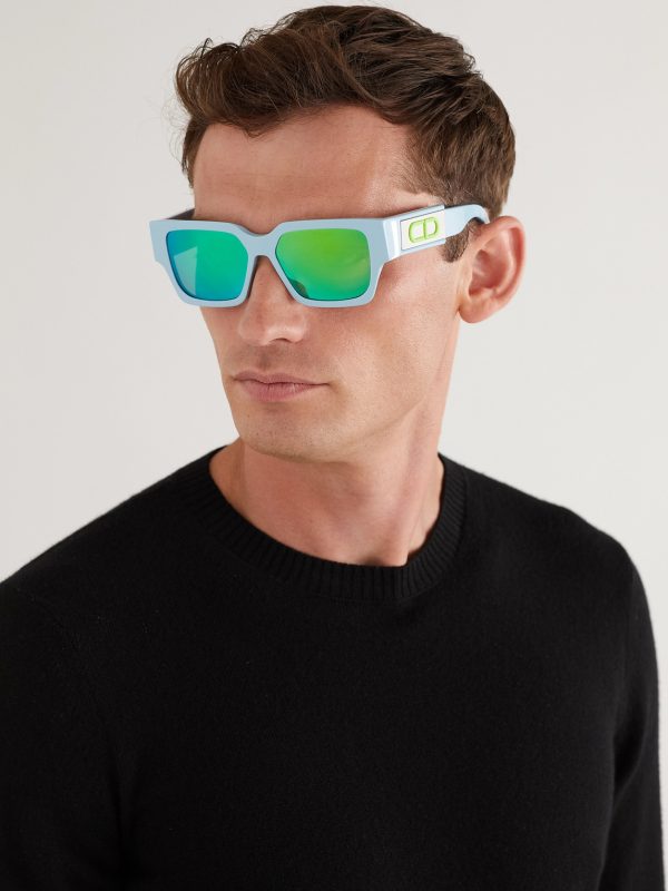 CD SU Square-Frame Acetate and Silver-Tone Sunglasses - OU